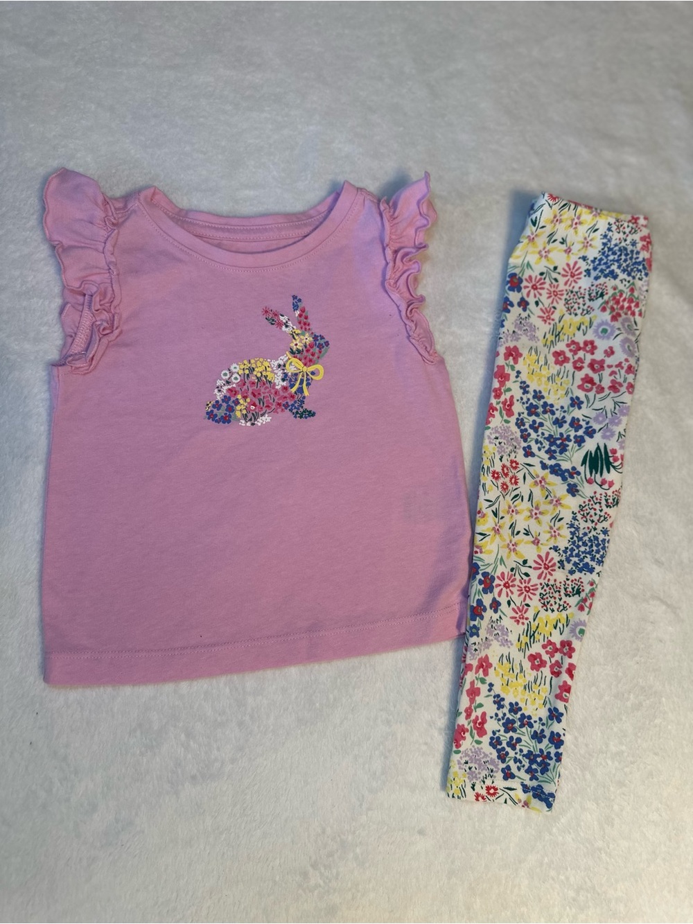 Garanimals Pink Floral Bunny Top with Multicolor Floral Leggings